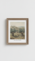 Impression sur cadre récolte des olives